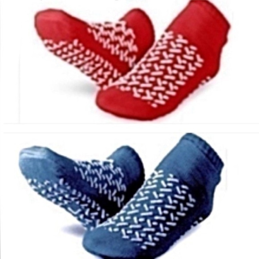2 Pair! Red & Blue Double-Tread Anti-Slip Gripper Socks!